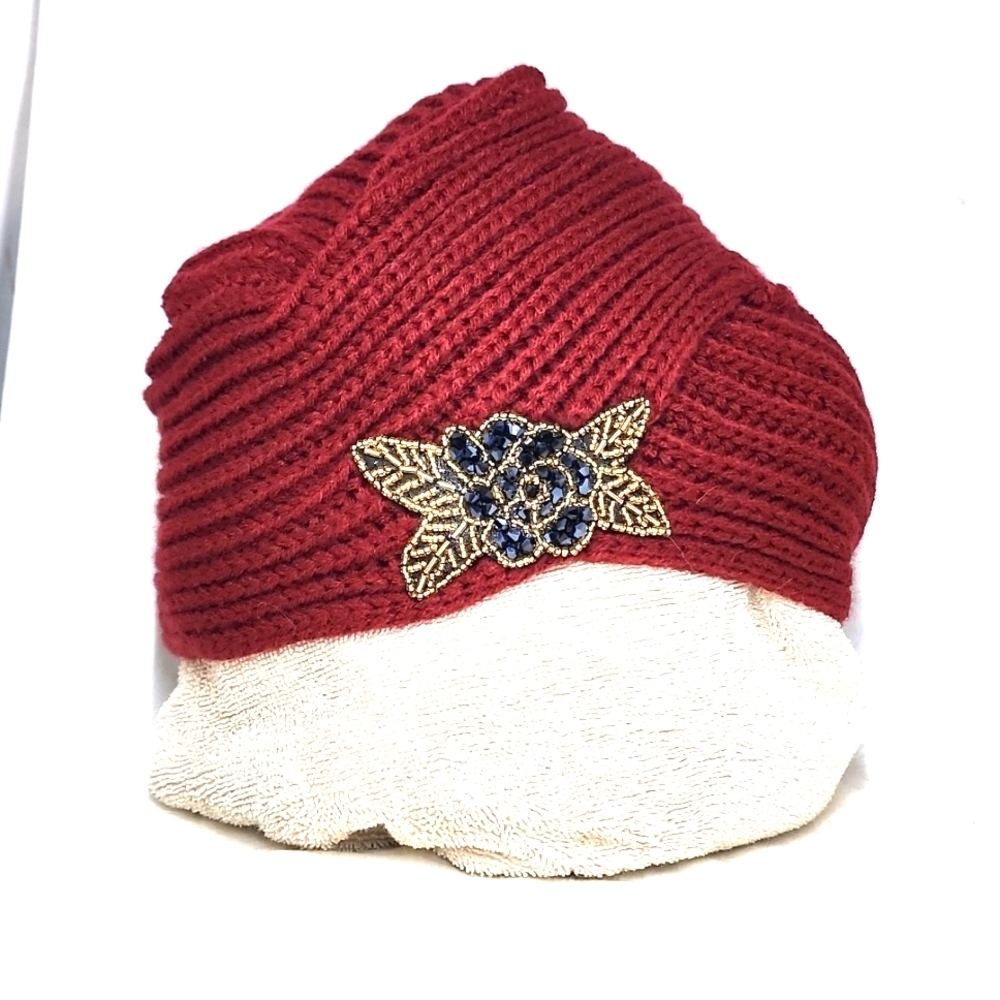 Ladies Embellished Turban, wine color